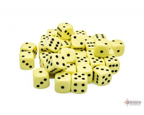 Chessex Opaque Pastel Yellow/black 12mm d6 Dice Block (36 dice)