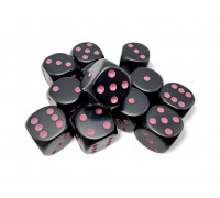 Opaque Black/pink 16mm d6 Dice Block (12 dice)