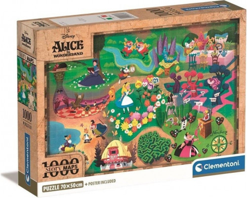 Clementoni CLE puzzle 1000 Compact DisneyMaps Alice 39785