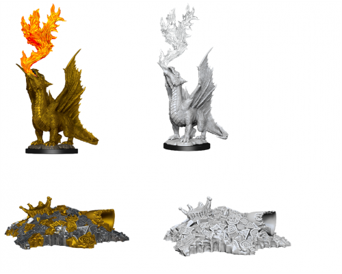 D&D Nolzur's Marvelous Miniatures - Gold Dragon Wyrmling & Small Treasure Pile