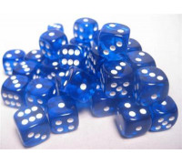 Chessex Translucent 12mm d6 with pips Dice Blocks (36 Dice) - Blue w/white