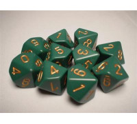 Chessex Opaque Polyhedral Ten d10 Set - Dusty Green/gold