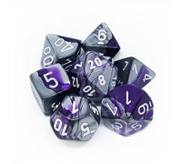 Chessex Gemini Polyhedral 7-Die Set - Purple-Steel w/white