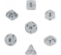 Chessex Frosted 7-Die Set - Clear w/black