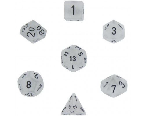 Chessex Frosted 7-Die Set - Clear w/black