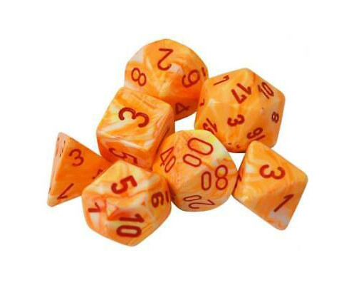 Chessex Festive Polyhedral 7-Die Set - Sunburst w/red