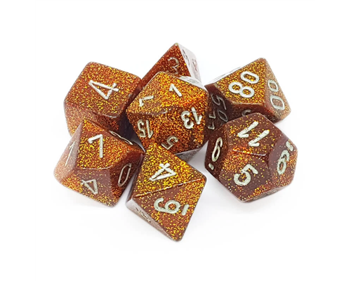 Chessex Glitter Polyhedral 7-Die Set - Gold w/silver