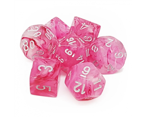 Chessex Ghostly Glow 7-Die Set - Pink w/silver