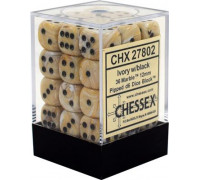Chessex Signature 12mm d6 with pips Dice Blocks (36 Dice) - Marble Ivory w/black