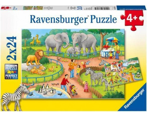 Ravensburger Puzzle 2x24 Dzień w zoo