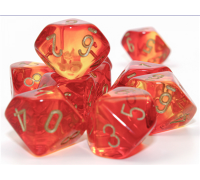 Gemini Translucent Red-Yellow/gold Set of 10 d10s