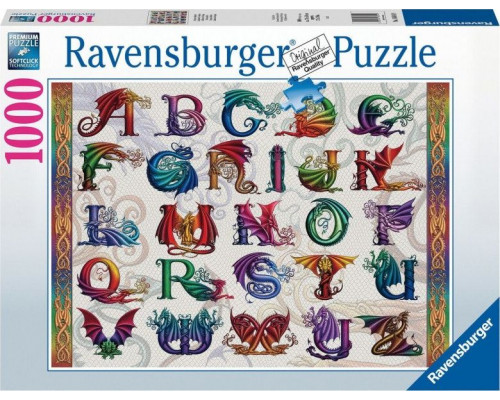 Ravensburger Puzzle 2D 1000 elementów Alfabet smoków