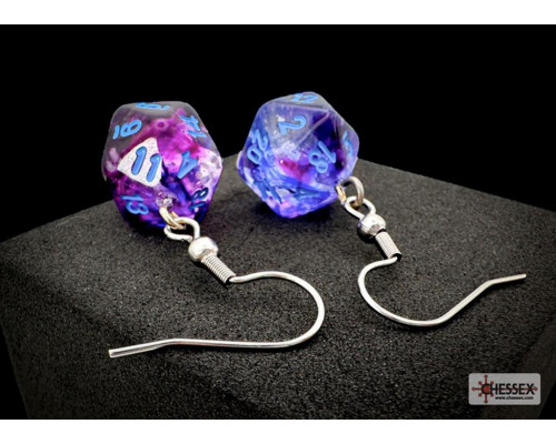 Chessex Hook Earrings Nebula Nocturnal Mini-Poly d20 Pair