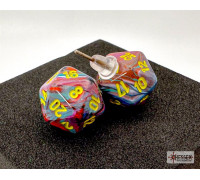 Chessex Stud Earrings Festive Mosaic Mini-Poly d20 Pair