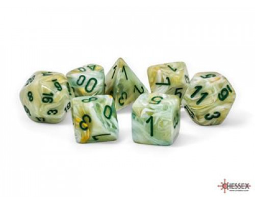 Chessex Marble Mega-hedral™ Green/dark green 7-Die Set