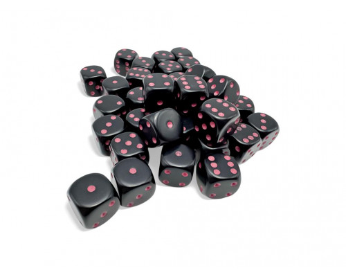 Opaque Black/pink 12mm d6 Dice Block (36 dice)