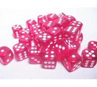 Chessex Translucent 12mm d6 with pips Dice Blocks (36 Dice) - Red w/white