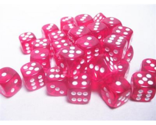 Chessex Translucent 12mm d6 with pips Dice Blocks (36 Dice) - Red w/white