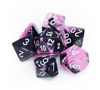 Chessex Gemini Polyhedral 7-Die Set - Black-Pink w/white