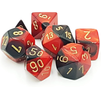 Chessex Gemini Polyhedral 7-Die Set - Black-Red w/gold