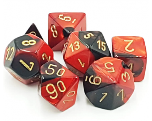 Chessex Gemini Polyhedral 7-Die Set - Black-Red w/gold