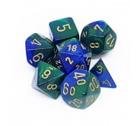 Chessex Gemini Polyhedral 7-Die Set - Blue-Green w/gold