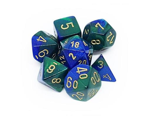 Chessex Gemini Polyhedral 7-Die Set - Blue-Green w/gold