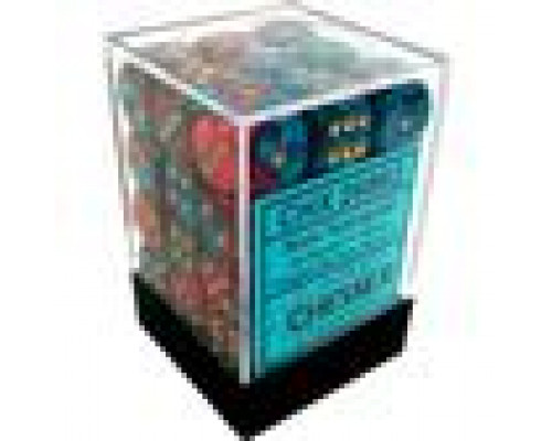 Chessex Gemini 12mm d6 Dice Blocks with pips Dice Blocks (36 Dice) - Red-Teal with gold