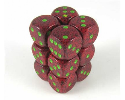 Chessex Speckled 16mm d6 with pips Dice Blocks (12 Dice) - Strawberry