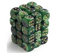 Chessex Signature 12mm d6 with pips Dice Blocks (36 Dice) - Scarab Jade w/gold