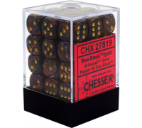 Chessex Signature 12mm d6 with pips Dice Blocks (36 Dice) - Scarab Blue Blood w/gold