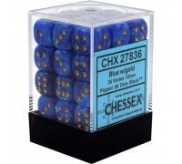 Chessex Signature 12mm d6 with pips Dice Blocks (36 Dice) - Vortex Blue w/gold