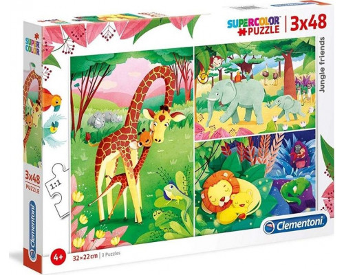 Clementoni Puzzle 3x48 Super kolor Jungle friends