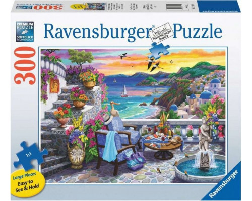 Ravensburger Puzzle 2D Duży Format Zachód słońca nad Santorini 300 elementów