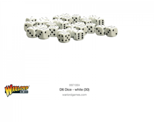 Warlord Games Dice - Spot Dice 10mm - White D6 (30)