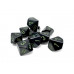 Opaque Black/green Set of Ten d10s
