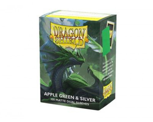 Dragon Shield Sleeves - Standard size - Matte Dual - Apple Green & Silver (100 Sleeves)