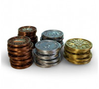 49 Metal Coins (Play Money) for Millennia: Tracks of Time (23 x 1, 18 x 5, 8 x 20)