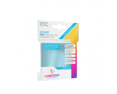 Gamegenic - PRIME Square-Sized Sleeves 73 x 73 mm - Clear (50 Sleeves)