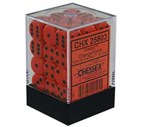 Chessex Opaque 12mm d6 with pips Dice Blocks (36 Dice) - Orange w/black