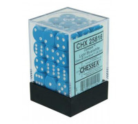 Chessex Opaque 12mm d6 with pips Dice Blocks (36 Dice) - Light Blue w/white