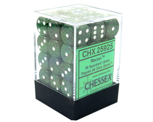 Chessex Speckled 12mm d6 Dice Blocks with Pips (36 Dice) - Recon