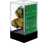 Chessex Gemini Polyhedral 7-Die Set - Gold-Green w/white