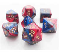 Chessex Gemini Polyhedral 7-Die Set - Blue-Red w/gold