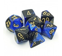 Chessex Gemini Polyhedral 7-Die Set - Black-Blue w/gold