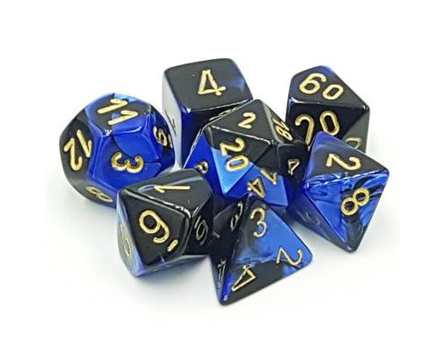 Chessex Gemini Polyhedral 7-Die Set - Black-Blue w/gold