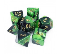 Chessex Gemini Polyhedral 7-Die Set - Black-Green w/gold