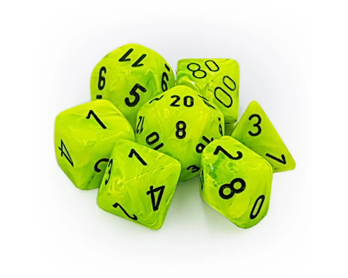 Chessex Vortex 7-Die Set - Bright Green w/black