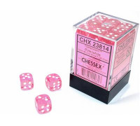 Chessex Translucent Pink/white 12mm d6 Dice Block (36 dice)