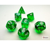 Chessex Translucent Mini-Polyhedral Green/white 7-Die Set